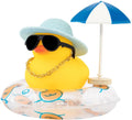 NEW! Cute Summer Car Rubber Duck Decoration Dashboard Car Ornament Duck  Accessories with Sunhat Sun Umbrella