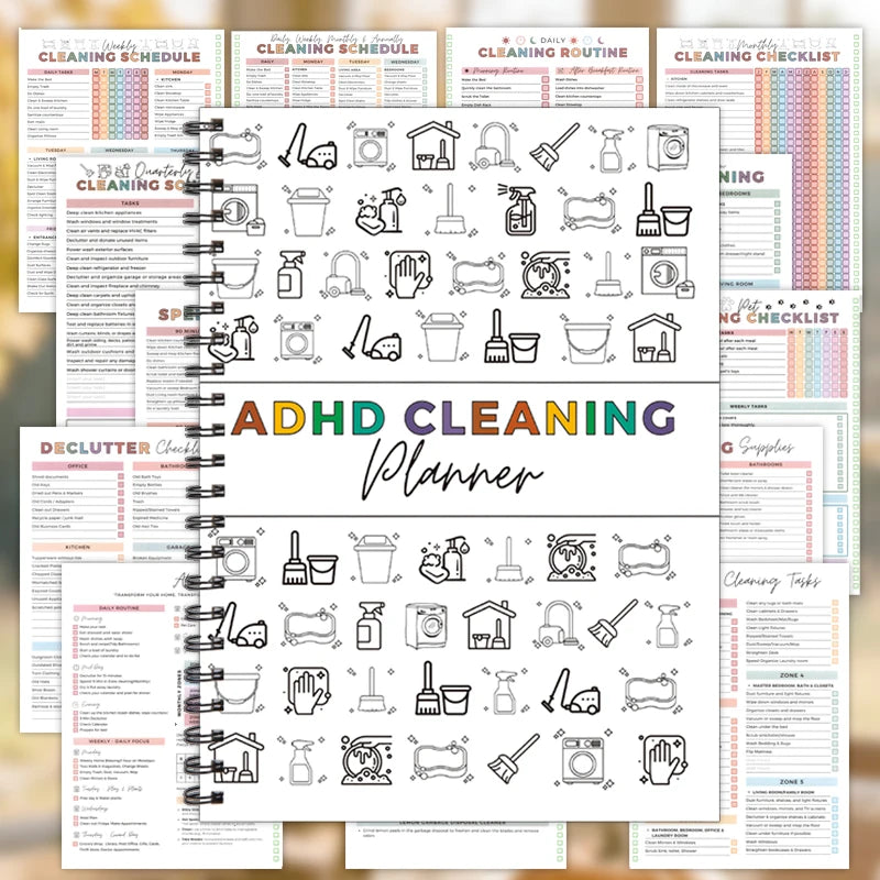 1 Functional Cleaning Plan and Checklist Spiral Notebook, a Must-Have Useful Cleaning Task Tracker, Designed for Managing Daily Household Cleaning Tasks, Suitable for All Seasons