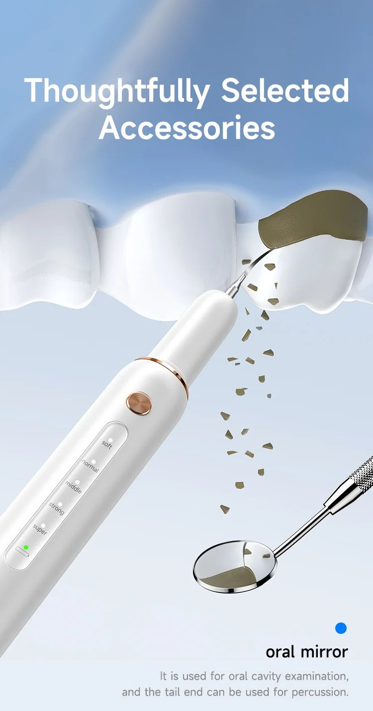 CURVY MOON T4 Electric Ultrasonic Tooth Cleaner Tartar Remover Tooth Stain Cleaning Tools Personal Teeth Whitening Home Care